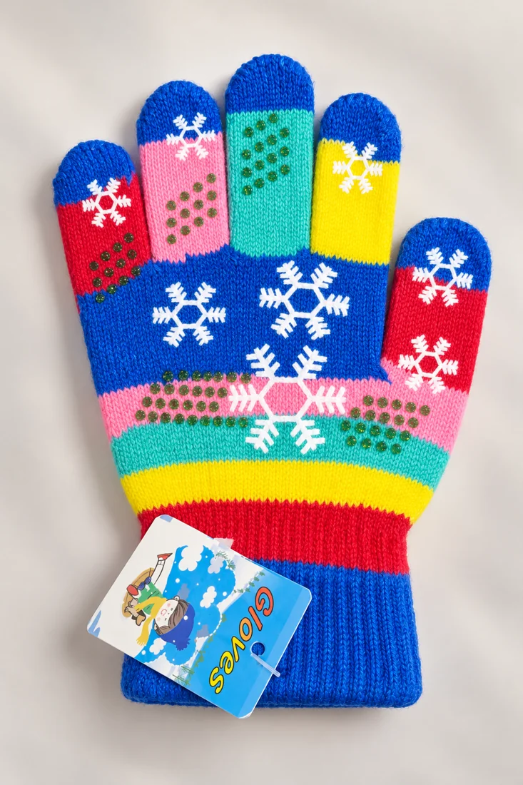Guantes infantiles azul, fotografía de estudio del producto