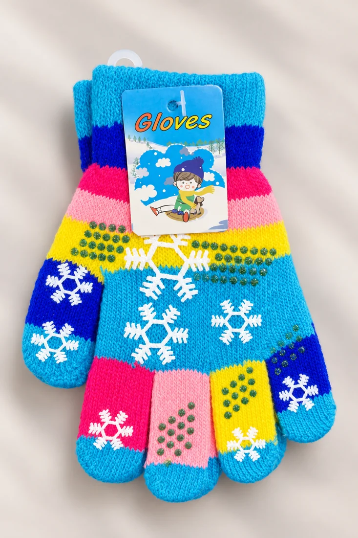 Guantes infantiles multicolor, fotografía de estudio del producto
