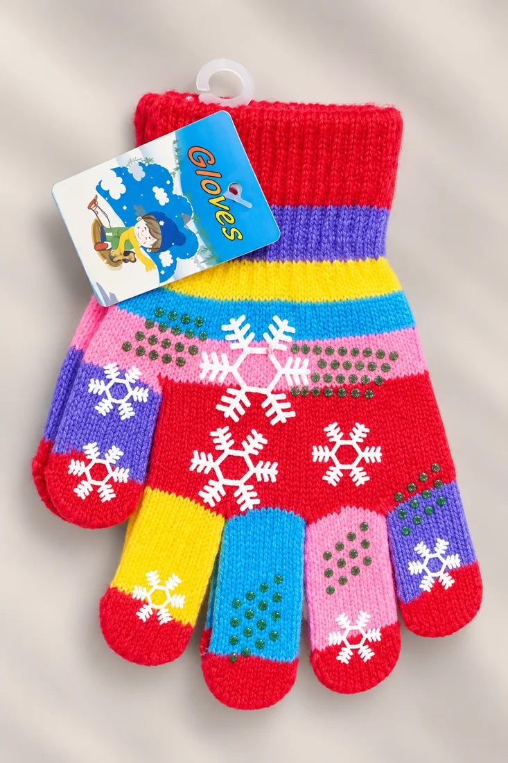 Guantes infantiles rojo, fotografía de estudio del producto
